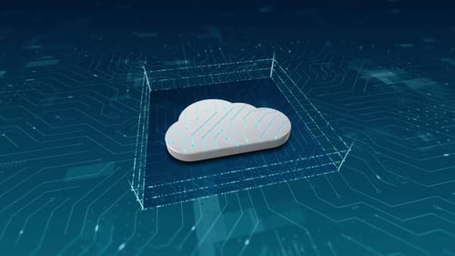 Futuristic Cloud Computing Data Network Technology Icon Animation