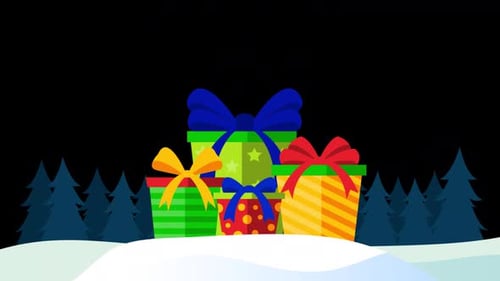 Gift Boxes On Snow Alpha Channel