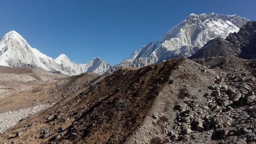 Aerial View of SnowCapped Mountains in Nepal Highlighting the Majestic Himalayan Peaks and Rocky