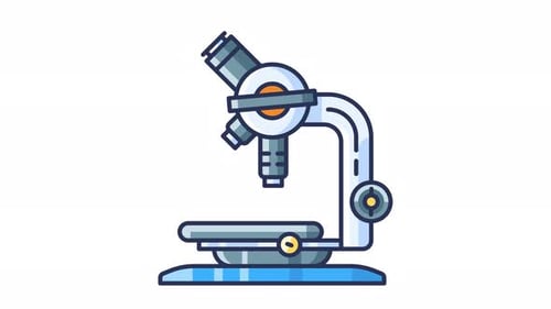 2D Flat Design Animation of a Laboratory Microscope