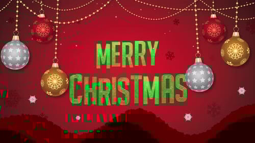 Festive Merry Christmas Text Reveal with Decorative Ornaments