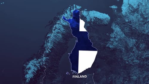 Finland Map Highlight with National Flag Reveal