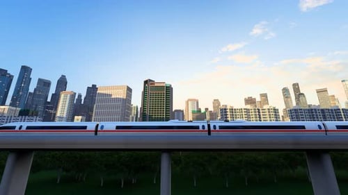 High Speed Trains Speed Through The City