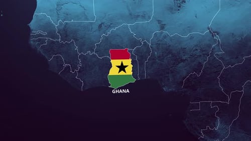 Animated Ghana Map with Flag and Country Name Reveal