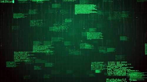 Green Cyber Code Animation – Glitch Hacking Programming Data Background