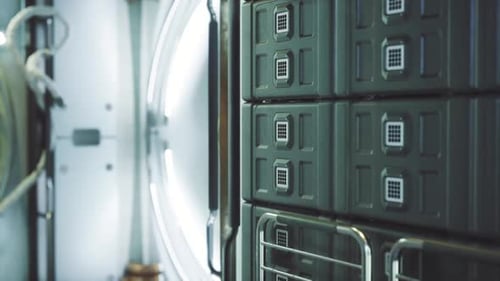 Petit espace de rangement organisé pour l'équipage dans l'espace de vie confiné des astronautes