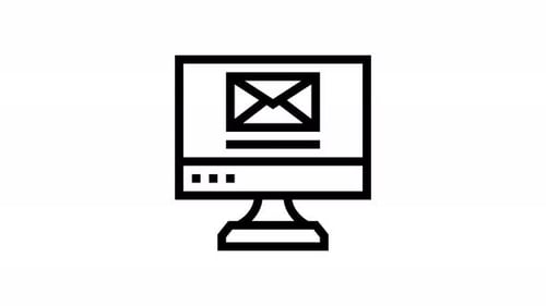 Minimalist Computer Monitor and Email Notification Icon Animation