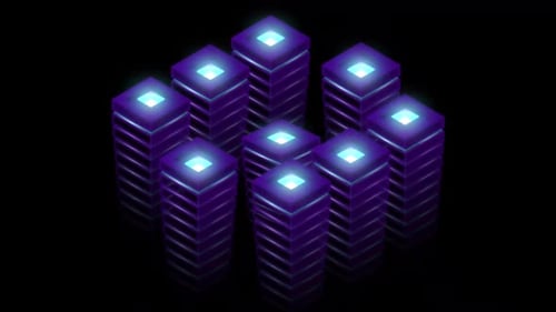 Digital Data Blocks Moving On Alpha Channel