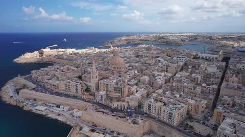 Beautiful Valletta and Basilica of Our Lady Dome in Malta