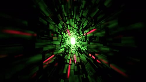 Green And Pink Sci Fi Corridor With Neon Light Movement Background Vj Loop In 4K