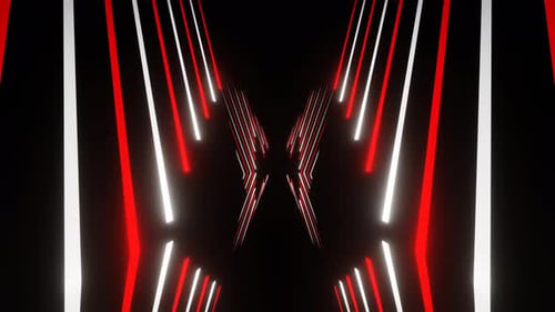 Red And White Neon Lines Drop In Mirror Corridor Background Vj Loop In 4K