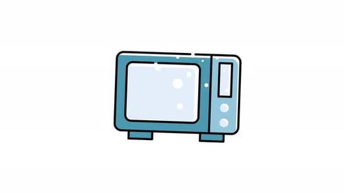 Animated Flat Design Microwave Heating Food Icon