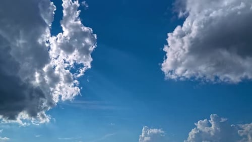 Cumulus Clouds Time Lapse Under Blue Sky