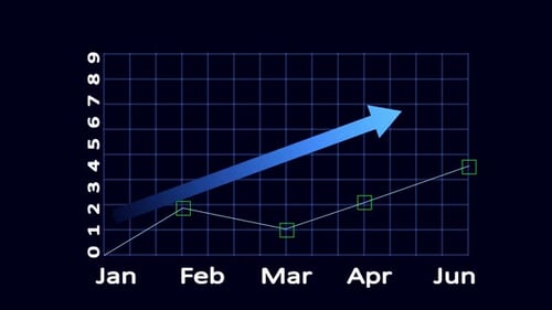 Neon Growth Chart with Rising Arrow, Business Analytics and Data Visualization. Graph