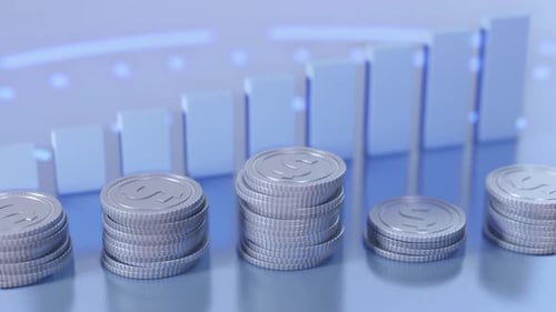 Coin stack with Graph stock trader