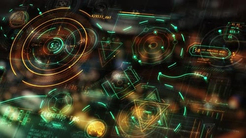 Affichage tête haute futuriste affichant une analyse interactive des données