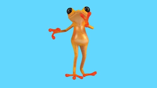Lustiger 3D-Cartoon-Froschtanz (inklusive Alpha-Kanal)