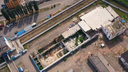 Top View of an Old Deserted Roofless Buidlings