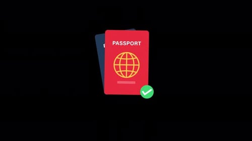 Animated Passport Icon with Approved Checkmark