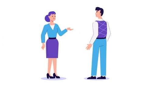 Animated Business People Talking Minimalist Illustration Loop