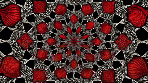 Intricate Red and Black Zen Pattern Tessellation Art Loop