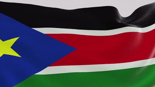 Realistic Waving South Sudan Flag Animation Seamless Loop