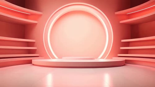 Podium Futuristische Vitrine mit Plattform für Produktausstellungen. Leeres modernes Bühnendisplay