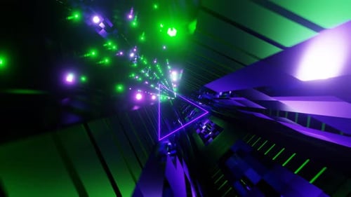 Green And Purple Cyber Mirror Dungeon Background Vj Loop In 4K