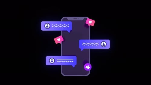 Animated 3D Smartphone with Social Media Chat and Likes