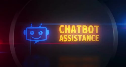 Futuristic Robot Chatbot Assistance Title Reveal