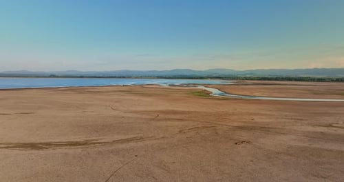 View of a Drying Lake and River During Severe Heatwaves