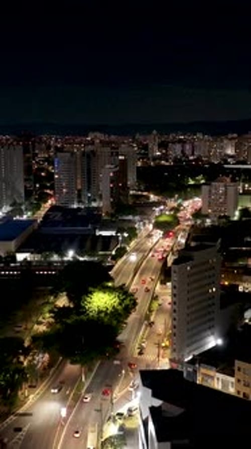 Night Sao Paulo Skyline In Downtown Sao Paulo Brazil.