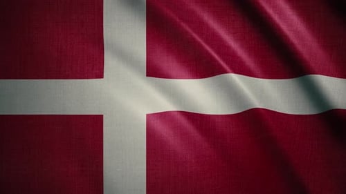 Waving Flag of Denmark with Realistic Fabric Texture