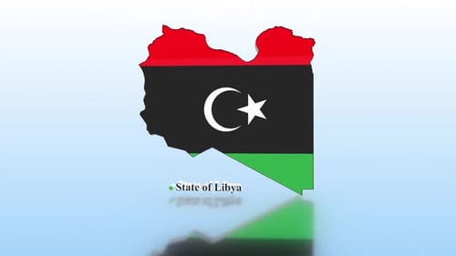 Libya Map With Flag