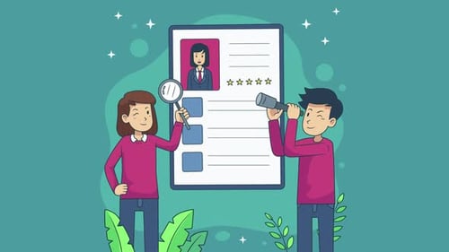 Flat Design Profile Search and Review Animation