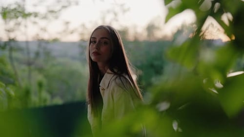 Beautiful Woman in Natural Setting During Golden Hour