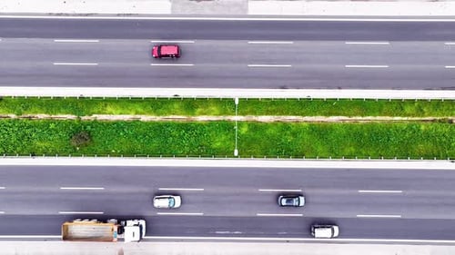 Vehicles on Highway Drone Image