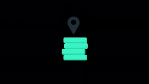 Flat Design Location Pin and Data Stack Animation