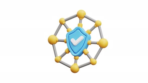 Icône du bouclier de sécurité du réseau d'animation 3D