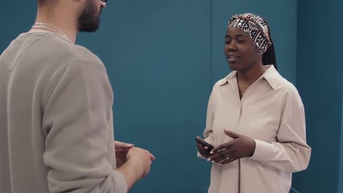 Woman and Man Talking