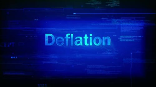 Deflation Word Text on Blue Digital Code Background