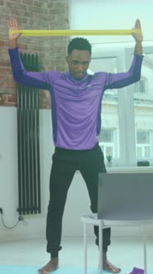 Powerful Shoulder Stretch Dynamic Resistance Band Exercise Focusing on Shoulder Health in Bright