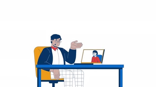 Flat Design Video Call Animation for Business Communication