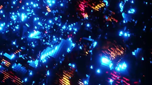 Dynamic blue and red light display in futuristic digital space