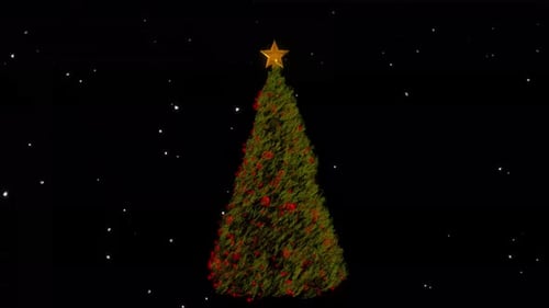 Christmas Tree Animation with Star and Falling Snow