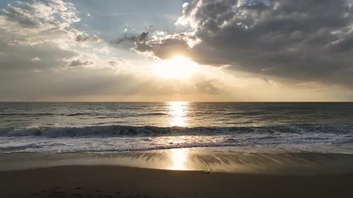 Beautiful Sunset with Colorful Yellow and Blue Cloudy Sky