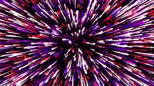 Pink Energy Lights Fireworks Moving in Black Background 3d Animation