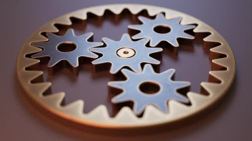 Intricate Metallic Gears on Circular Base
