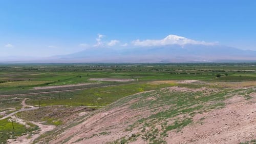 Aerial view to Ararat mountain in Armenia.