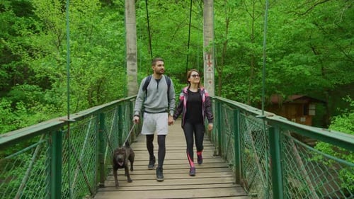 Couple walking on a bridge